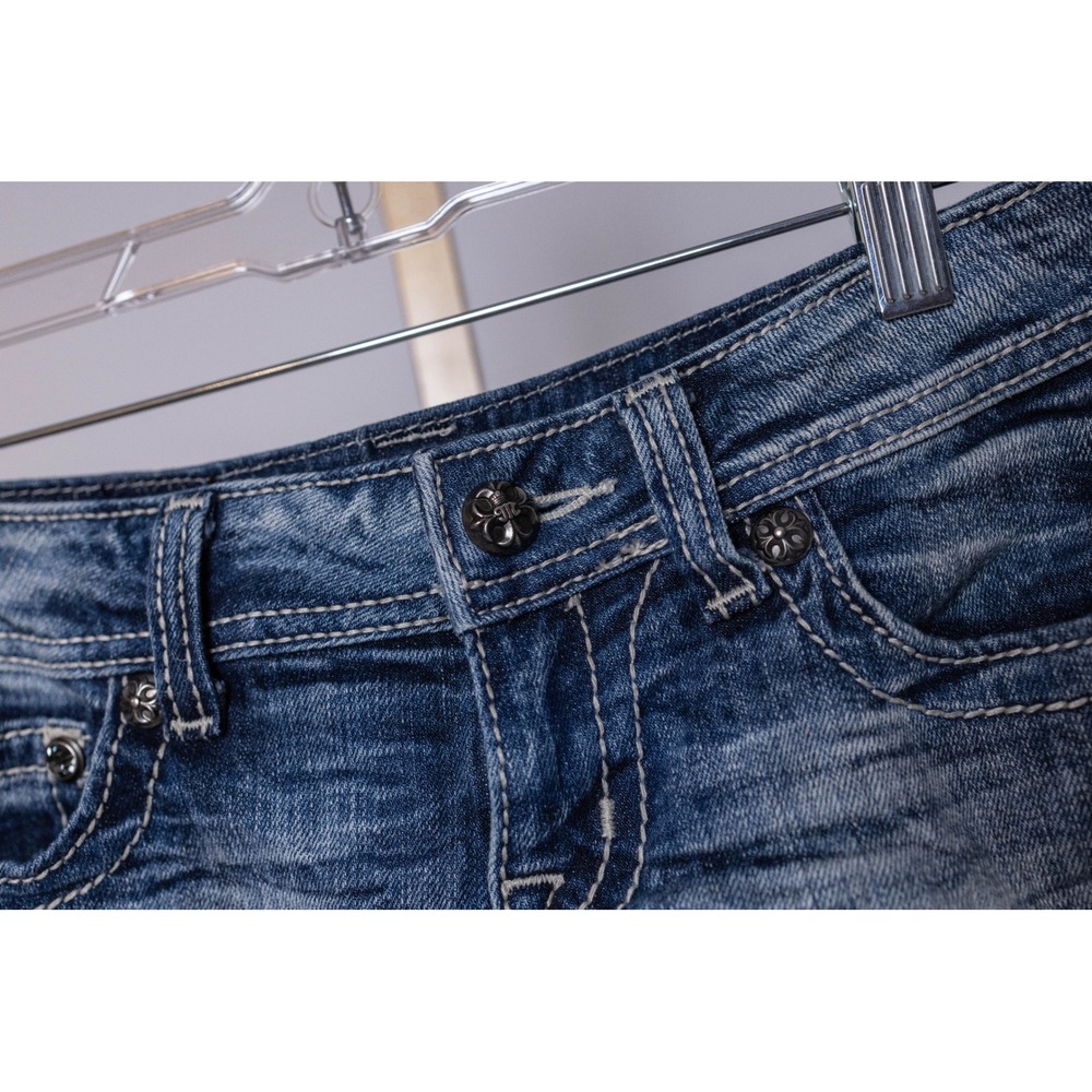 Miss Me Denim Shorts Blue Stretch Rhinestone Embellished Size 26 - Picture 7 of 16